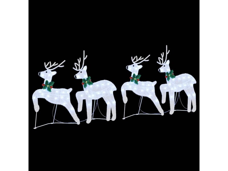  Lot de 4 rennes led, éclairage de noël, décoration de noël argenté 45 x 19 x 65 cm tissu cf62085  - Conforama E