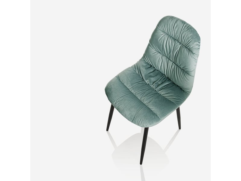 Lot de 4 chaises capitonnées en velours avec pieds métalliques marta - vert foncé - Conforama E