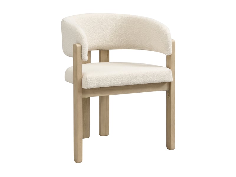  Lot de 2 chaises de salle à manger avec accoudoirs 60x51x80 cm beige bouclé et bois naturel  - Conforama E