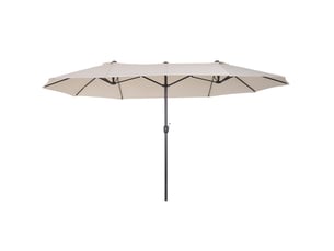 Parasol de jardin double ombrage grande taille 455 x 270 cm polyester beige ovale homvra