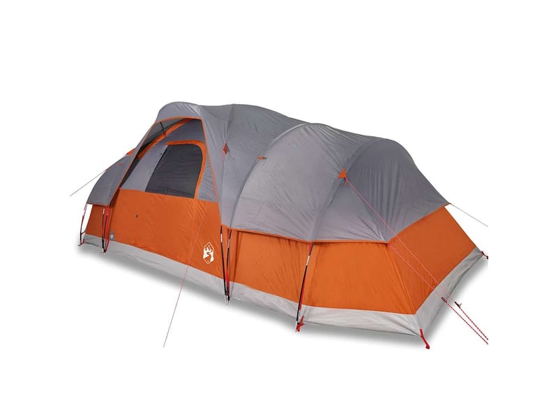 Tente de camping, tente à dôme 11 personnes gris et orange imperméable - Conforama A