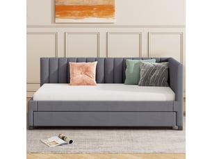 Lit banquette 90x200 cm <strong></strong> <strong></strong> coloris gris