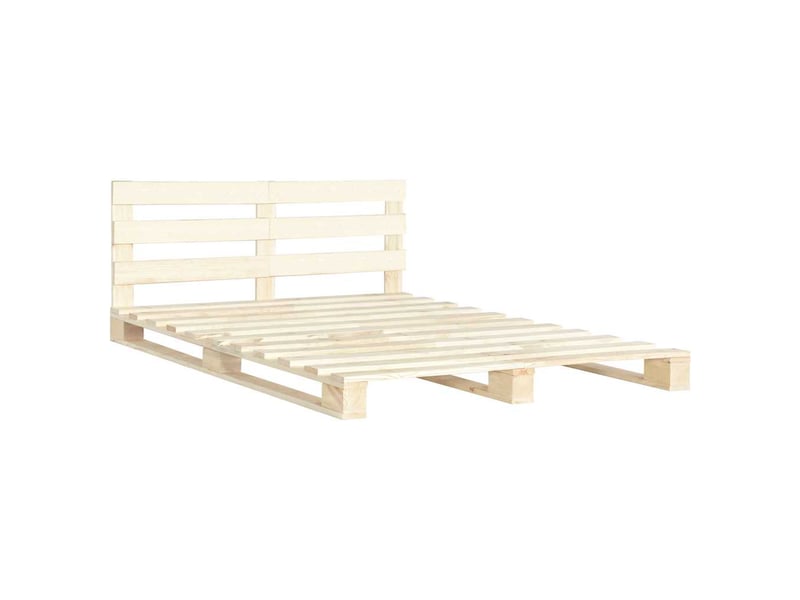  Lit double- lit adulte -  cadre de lit de palette sans matelas 160x200 cm bois massif pin  - Conforama A