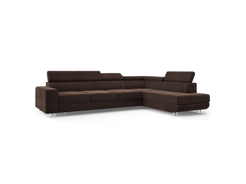 Canapé d'angle hestion, velours marron - Conforama A