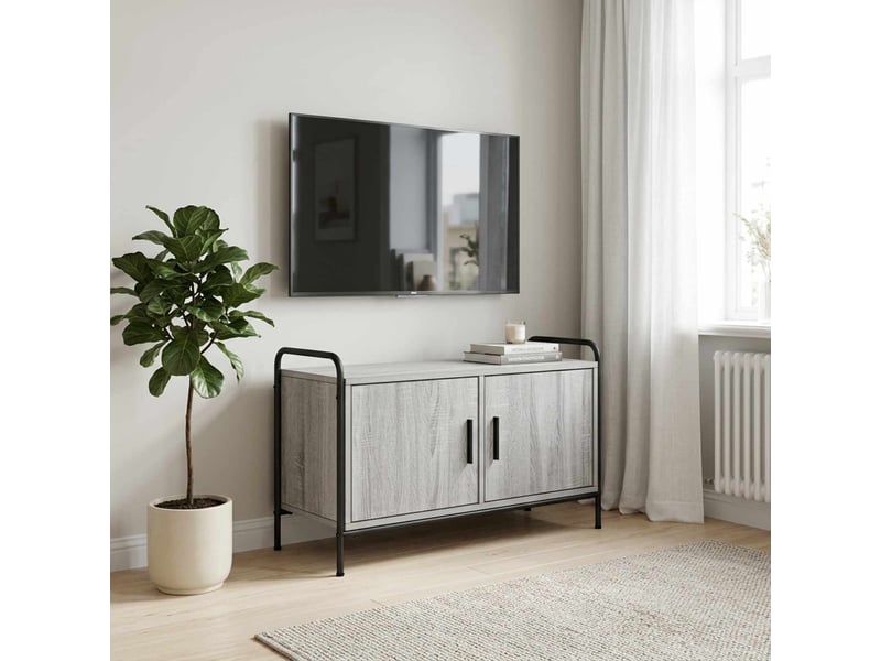  Meuble tv moderne, banc tv 79,5x33x50 cm sonoma gris bois d'ingénierie shl55558  - Conforama B