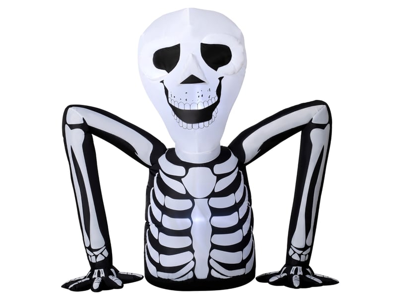  Décoration gonflable halloween squelette rampant avec éclairage led pour jardin et entrée en polyester noir  - Conforama A