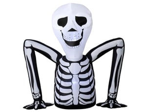 Décoration gonflable halloween squelette rampant avec éclairage led pour jardin et entrée en polyester noir