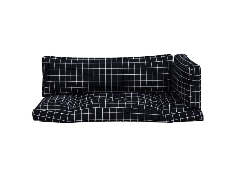  Lot de 3 coussins de palette, coussins de canapé motif à carreaux noir tissu oxford cf59681  - Conforama D