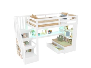 Lit mezzanine 90x200 cm <strong>MODENVIE</strong>  <strong></strong> coloris blanc