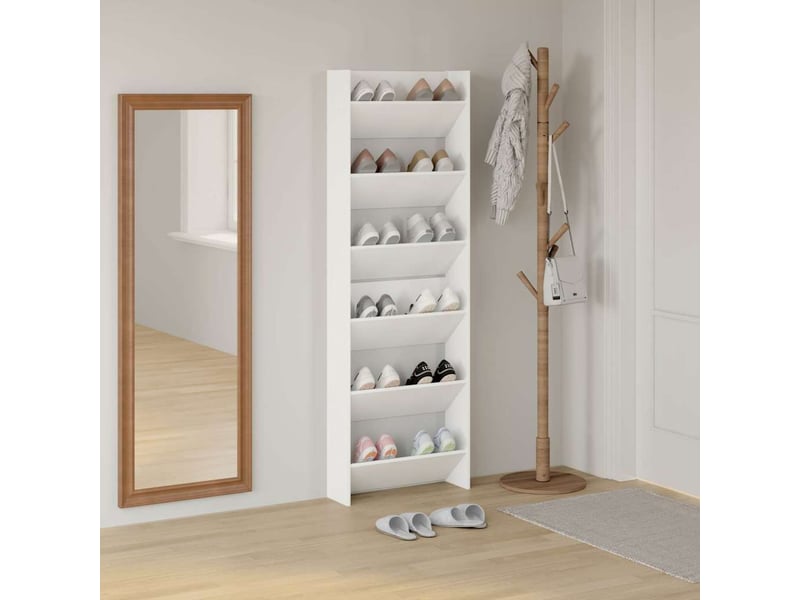  Armoires à chaussures murales 2 pcs blanc 60x18x90 cm aggloméré  - Conforama C