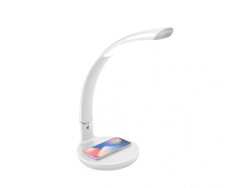  Fabrilamp alabastro lampe de bureau led blancchrome 7 w 560 lm, charge qi, tactile et dimmable 139371001 - Conforama A