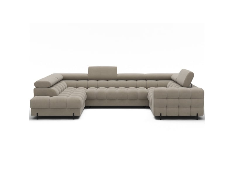  Canapé panoramique convertible factory 3 places beige – angle gauche avec coffre – version 3  - Conforama A