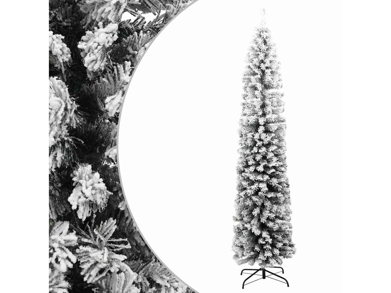  Sapin de noël artificiel, arbre de noël mince flocon de neige vert 210 cm pvc  - Conforama B