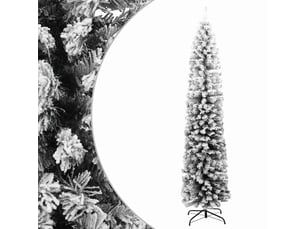Sapin de noël artificiel, arbre de noël mince flocon de neige vert 210 cm pvc