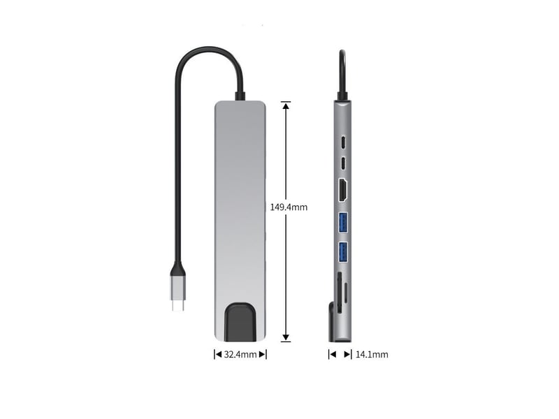 Station d'accueil 8 en 1 gigabit ethernet usb type-c pd100w - Conforama A