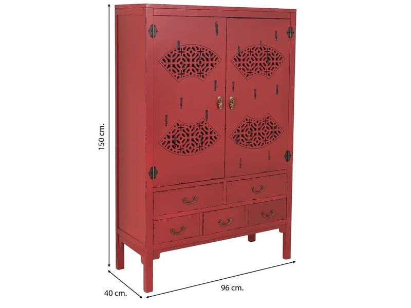  Armoire en bois rouge vieilli 96 x 40 x 150 cm (hauteur)  - Conforama C