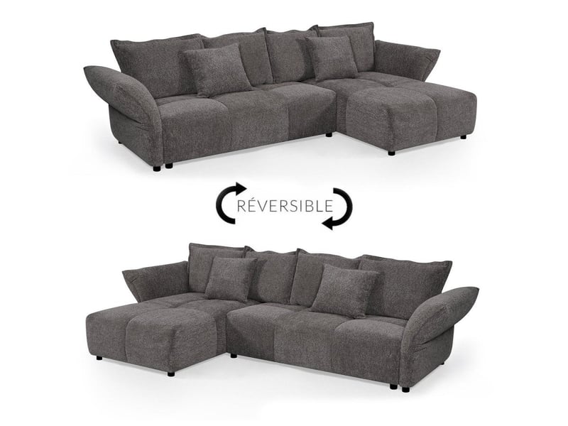 Canapé d'angle convertible réversible en velours tissé gris beline SF771-ANG-GRI - Conforama D