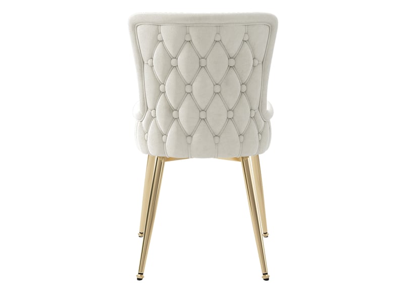  Lot de 4 chaises de salle à manger,55x45x85 cm,avec pieds métal doré,velours,beige  - Conforama D