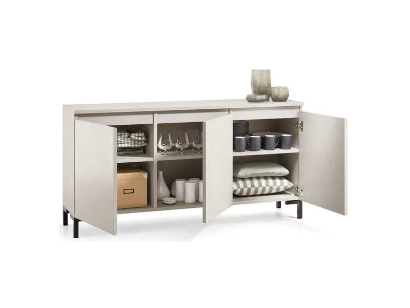  Buffet milarele, commode 3 étagères, 150x37x75h cm gris clair Milarele - Conforama A
