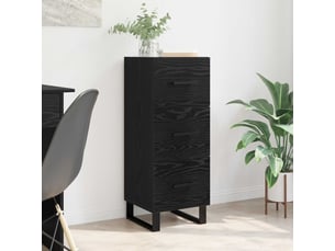 Buffet - bahut - meuble de rangement chêne noir 34,5 x 34 x 90 cm bois d'ingénierie et fer