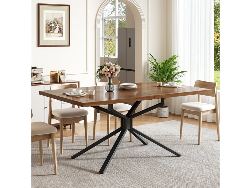  Table extensible effet bois foncé avec pied étoile, 120 à 160 cm Fay Lum - Conforama D