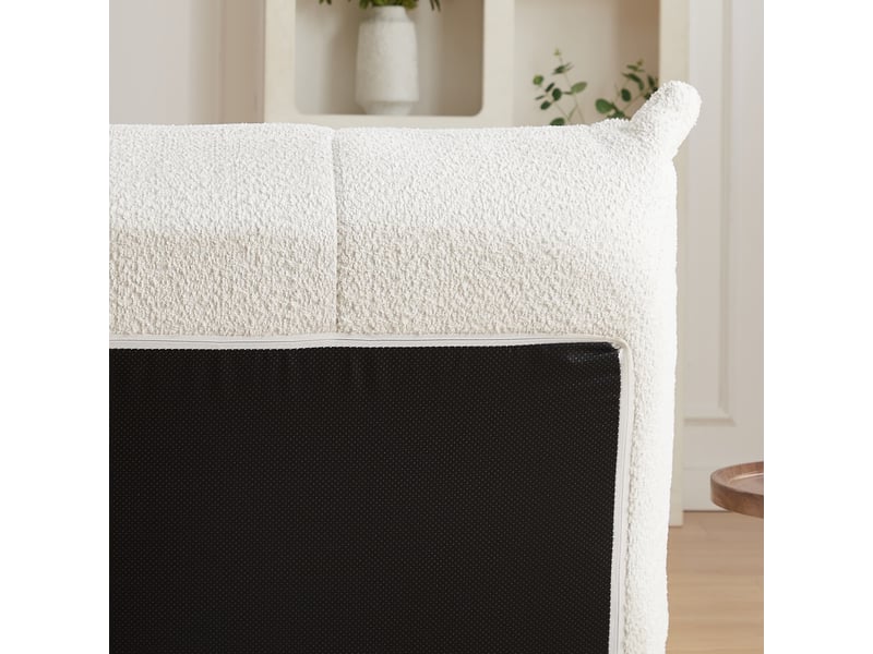 Canapé droit en chenille, assise et dossier en mousse façon cocon, forme chenille sans bras, 83 x 99 x 127 cm, beige  - Conforama E