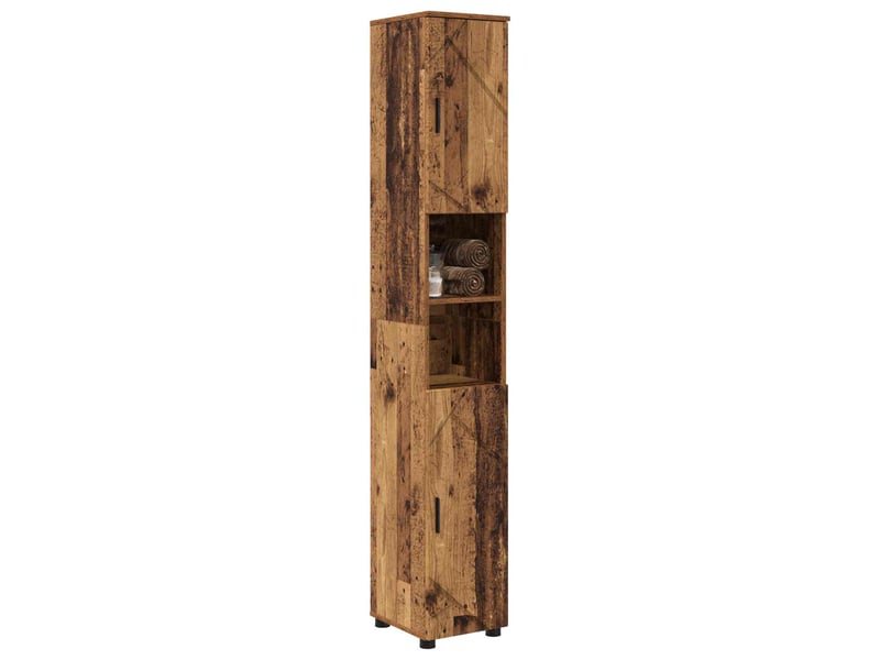 Cabinet de salle de bain, armoire salle de bain bois ancien 30 x 35 x 192 cm cf65257 - Conforama C