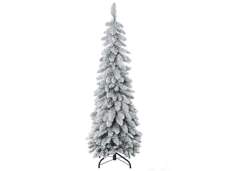  Arbre de noël artificiel avec support en acier 253 branches enneigées socle pliable hauteur 135 cm vert  - Conforama A