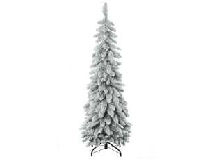 Arbre de noël artificiel avec support en acier 253 branches enneigées socle pliable hauteur 135 cm vert