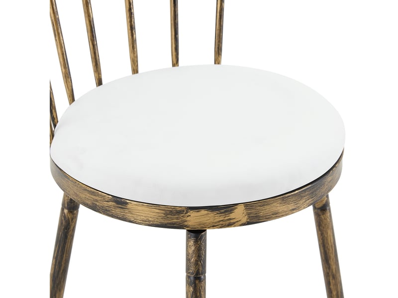  Tabouret de bar haut, chaise de bar, style windsor, dossier à barreaux, structure en métal, pu, couleur marron et blanc  - Conforama E