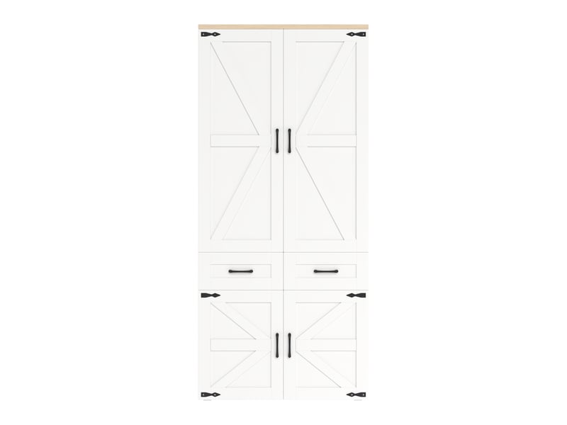Armoire blanche 90 × 50 × 200 cm, 4 portes, 2 tringles et 5 tiroirs IKSETERA TRADING LTD - Conforama A