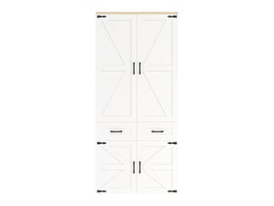 Armoire blanche 90 × 50 × 200 cm, 4 portes, 2 tringles et 5 tiroirs
