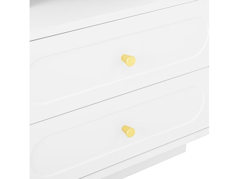  Table de chevet avec led, 50 x 40 x 60 cm, 2 tiroirs, 1 niche ouverte, blanc  - Conforama E