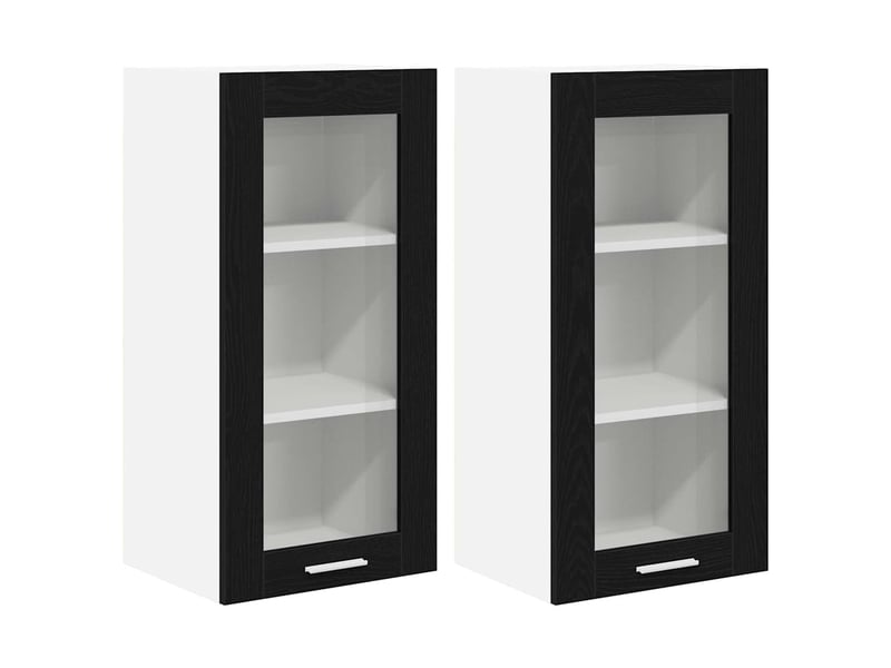 Meuble de rangement cuisine, armoire suspendue 2 pcs chêne noir bois d'ingénierie shl1988 - Conforama A