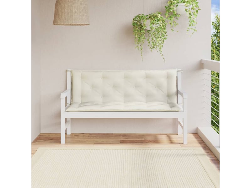  Lot de 2 coussins de banc de jardin, coussins d'assise crème mélangé tissu cf58651  - Conforama C