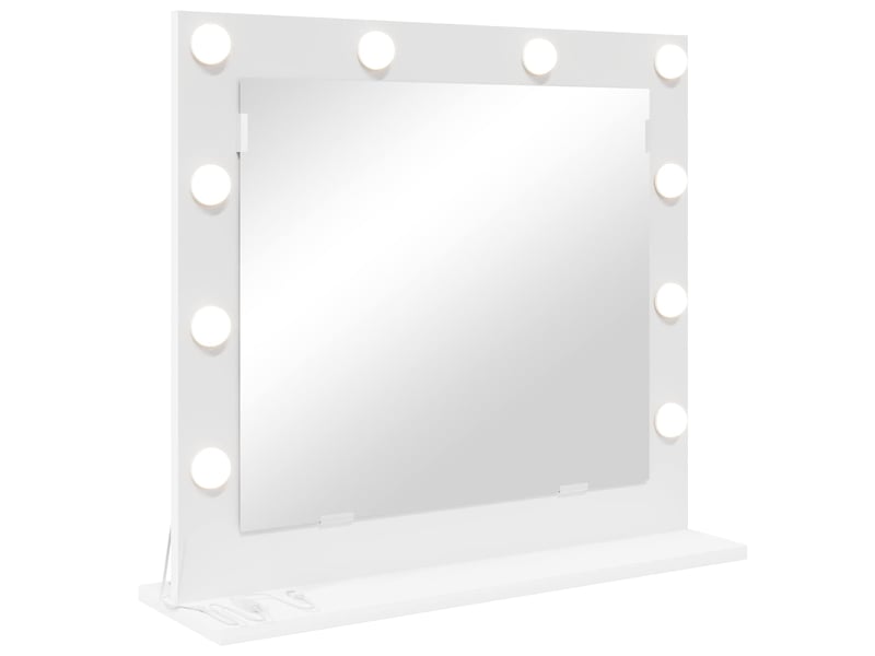  Miroir de vanité, miroir de coiffeuse blanc 60 x 55 x 18 cm verre et bois composite cf62738  - Conforama A