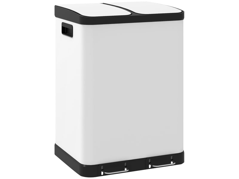  Poubelle de tri sélectif 2 x 30 l à pédale avec seaux amovibles gris 48,8x39,5x67 cm  - Conforama A