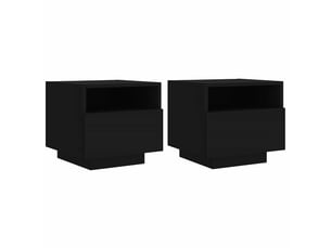 Lot de 2 tables de chevet - cabinet de chevet - table de nuit avec lumières led noir 40x39x37 cm