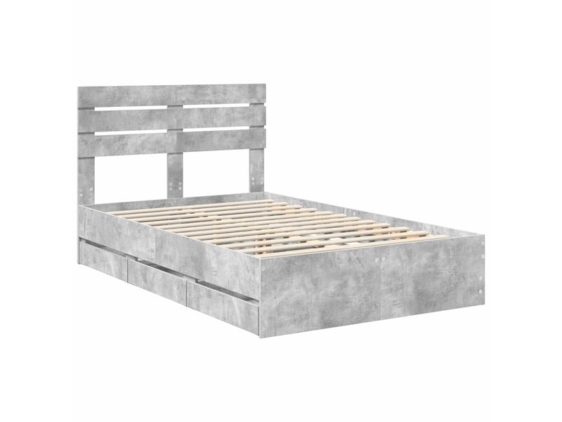 Lit double- lit adulte - cadre de lit gris béton 135 x 190 cm bois ingénierie - Conforama C