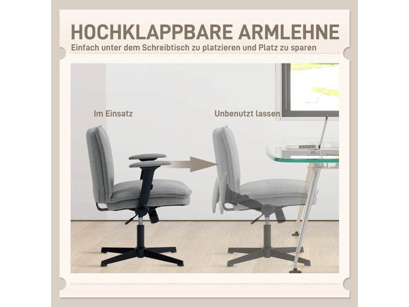 Chaise de bureau,76x70 cm,avec accoudoirs relevables,polyester,gris  - Conforama E