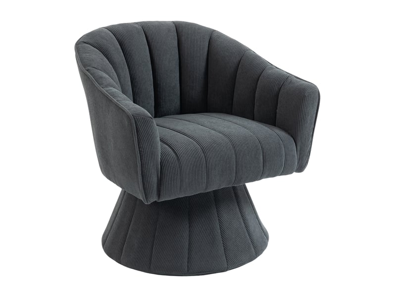  Fauteuil pivotant à 360° en velours côtelé gris foncé  - Conforama A