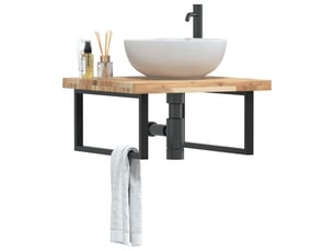 Étagère de vasque | étagère murale acier et bois massif d'acacia shl8215