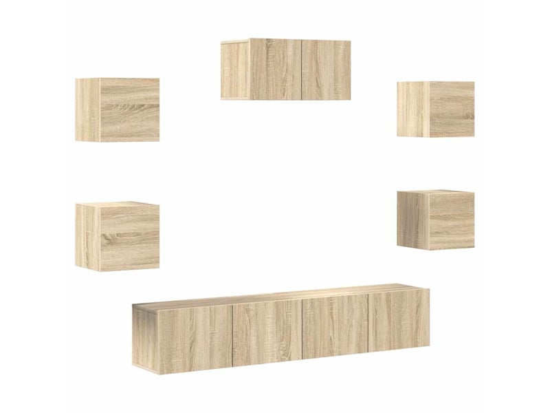  Ensemble de meubles tv 7 pcs chêne sonoma bois d'ingénierie shl32913  - Conforama A