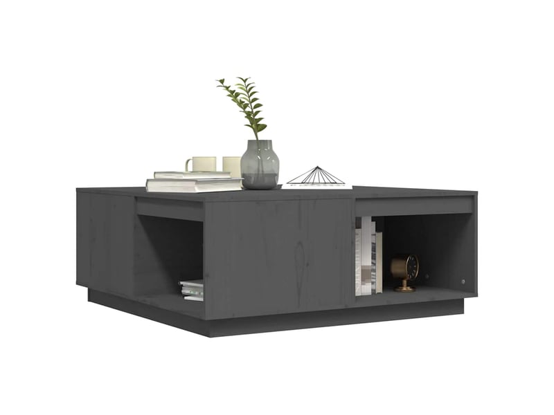  Table basse - table de salon - table à thé gris 100x101x40,5 cm bois massif de pin  - Conforama D