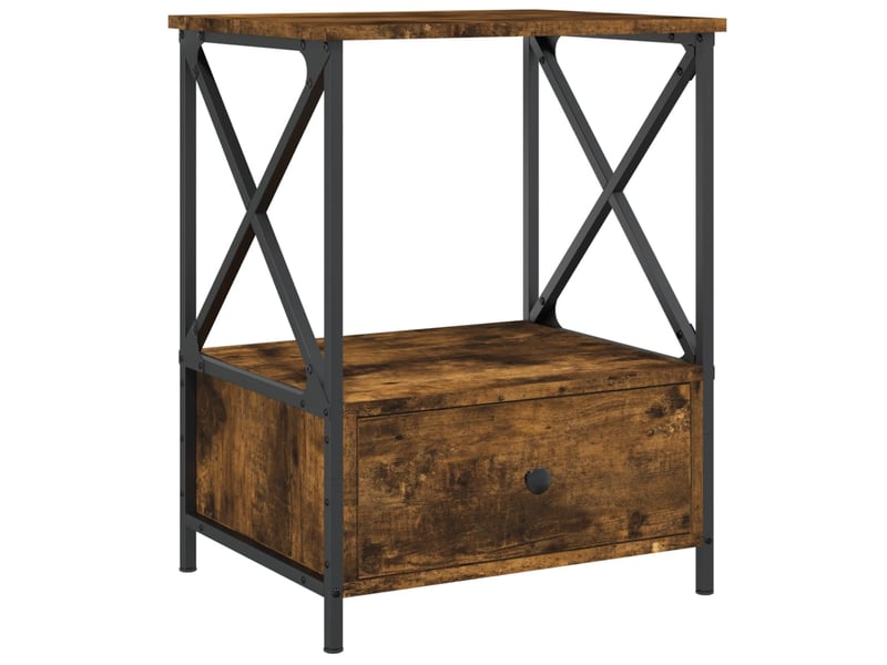  Table de chevet - cabinet de chevet - table de nuit chêne fumé 50x41x65 cm bois d'ingénierie  - Conforama A