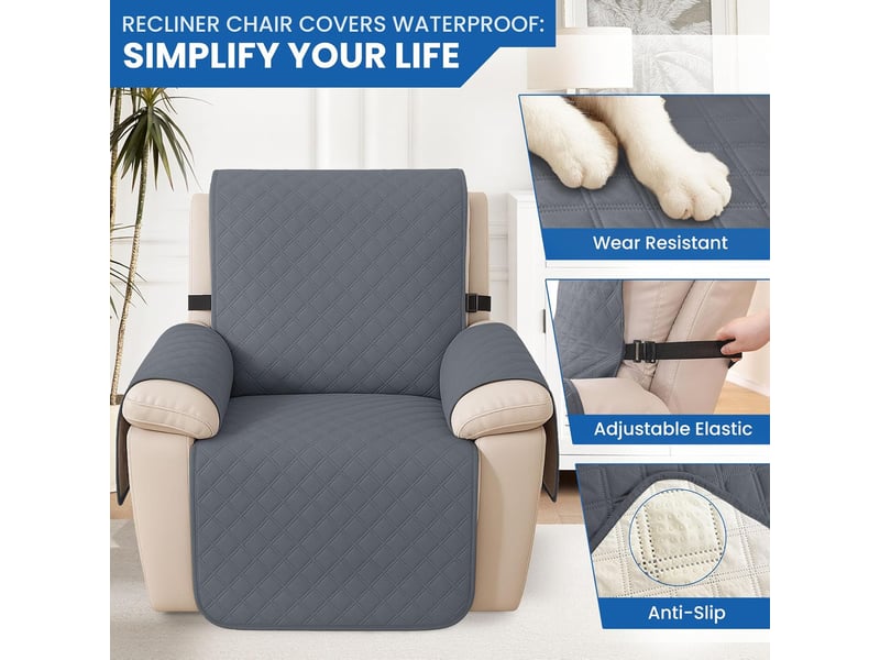 Housse imperméable pour fauteuil inclinable – protection de canapé résistante aux taches – lavable – pour fauteuil de massage une place – gris foncé - Conforama D