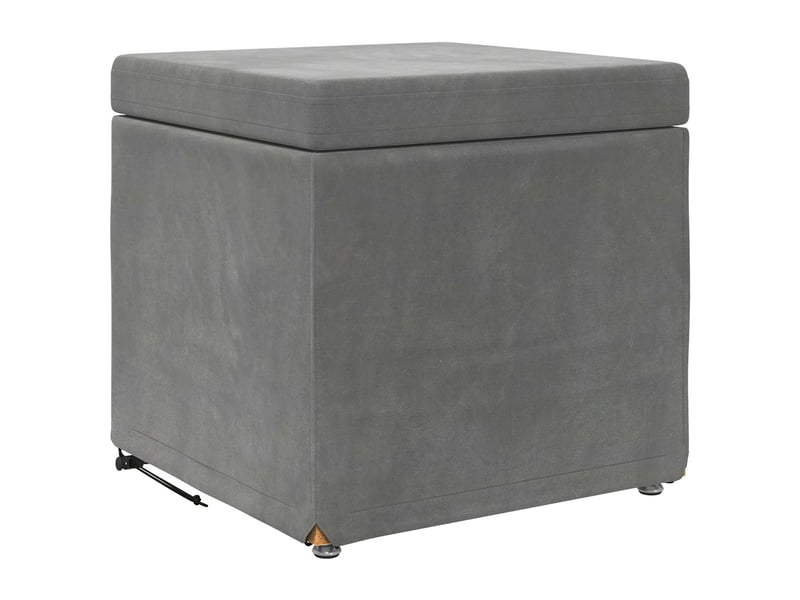  Tabouret bas, ottoman gris foncé 41x41x40 cm velours et bois composite  - Conforama A