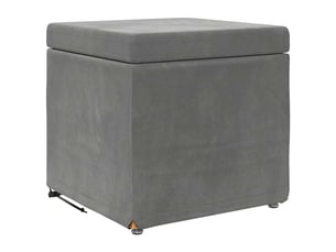 Tabouret bas, ottoman gris foncé 41x41x40 cm velours et bois composite