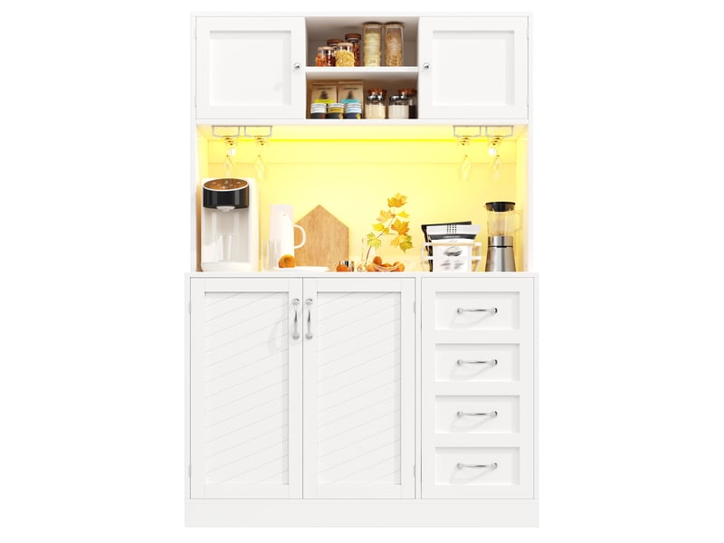 Meuble de cuisine muvano blanc, buffet haut avec éclairage led, 120 × 40 × 188 cm - Conforama A