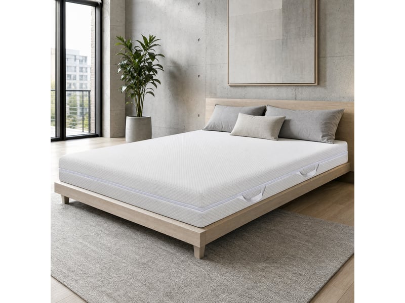  Matelas 180x200 cm en mousse avec 7 zones, réversible, housse lavable blanc chicfurn  - Conforama E
